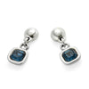 Sterling Silver Plated Earrings with Blue Hanging Crystal - PEN0998AZOMTL0U-UNO de 50-Renee Taylor Gallery