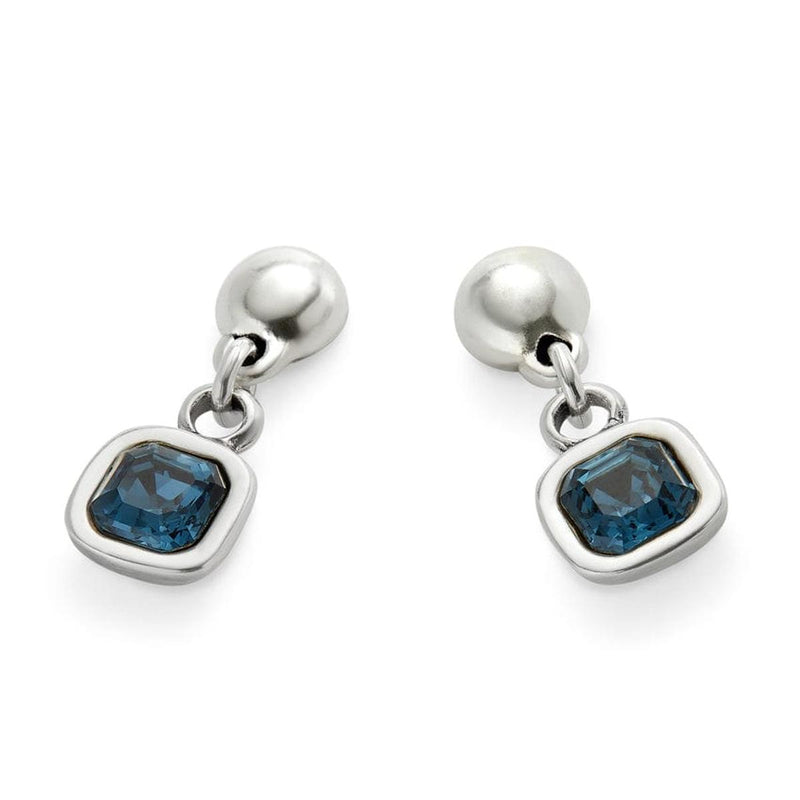 Sterling Silver Plated Earrings with Blue Hanging Crystal