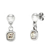 Sterling Silver Plated Earrings with Clear Hanging Crystal - PEN0998CRSMTL0U-UNO de 50-Renee Taylor Gallery