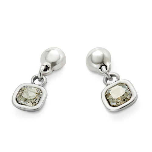 Sterling Silver Plated Earrings with Clear Hanging Crystal - PEN0998CRSMTL0U-UNO de 50-Renee Taylor Gallery