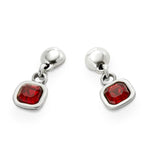 Sterling Silver Plated Earrings with Red Hanging Crystal - PEN0998ROJMTL0U-UNO de 50-Renee Taylor Gallery