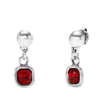 Sterling Silver Plated Earrings with Red Hanging Crystal - PEN0998ROJMTL0U-UNO de 50-Renee Taylor Gallery