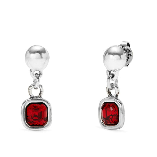 Sterling Silver Plated Earrings with Red Hanging Crystal - PEN0998ROJMTL0U-UNO de 50-Renee Taylor Gallery