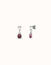 Sterling Silver Plated Earrings with Pink Hanging Crystal - PEN0998RSAMTL0U-UNO de 50-Renee Taylor Gallery