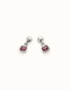 Sterling Silver Plated Earrings with Pink Hanging Crystal - PEN0998RSAMTL0U-UNO de 50-Renee Taylor Gallery