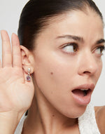 Sterling Silver Plated Earrings with Pink Hanging Crystal - PEN0998RSAMTL0U-UNO de 50-Renee Taylor Gallery