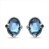 Ser Deslumbrante Blue Oval Faceted Crystal Silver Plated Earring - PEN1002AZUMTL0U-UNO de 50-Renee Taylor Gallery