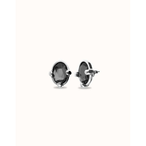 Ser Deslumbrante Black Oval Faceted Crystals Stud Silver Plated Earrings- PEN1002NGRMTL0U-UNO de 50-Renee Taylor Gallery