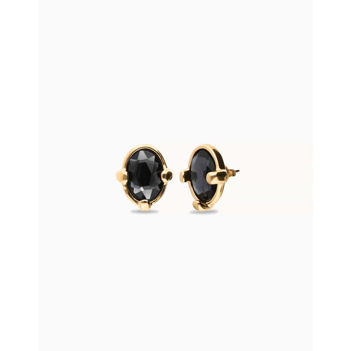 Ser Deslumbrante Black Oval Faceted Crystal Silver Plated Stud Earrings - PEN1002NGRORO0U-UNO de 50-Renee Taylor Gallery