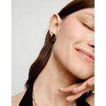 Ser Deslumbrante Black Oval Faceted Crystal Silver Plated Stud Earrings - PEN1002NGRORO0U-UNO de 50-Renee Taylor Gallery