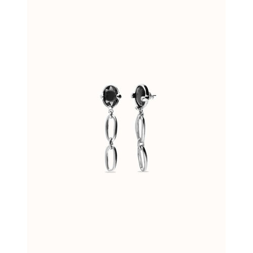 Ser Deslumbrante Faceted Black Crystal and Links Drop Silver Plated Earrings - PEN1003NGRMTL0U-UNO de 50-Renee Taylor Gallery