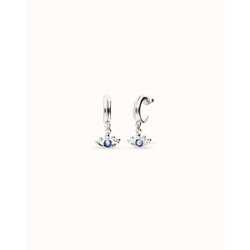 Ser Intuitiva Silver Eye-Shaped Drop Earrings with Blue Crystal - PEN1005AZUMTL0U-UNO de 50-Renee Taylor Gallery