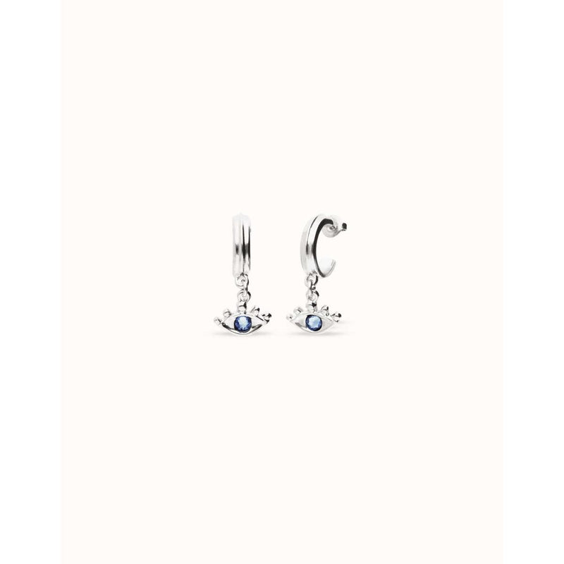 Ser Intuitiva Silver Eye-Shaped Drop Earrings with Blue Crystal - PEN1005AZUMTL0U-UNO de 50-Renee Taylor Gallery