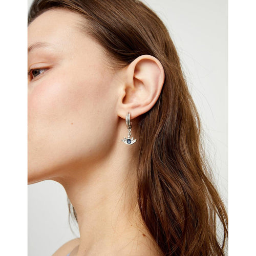 Ser Intuitiva Silver Eye-Shaped Drop Earrings with Blue Crystal - PEN1005AZUMTL0U-UNO de 50-Renee Taylor Gallery
