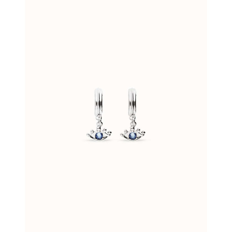 Ser Intuitiva Silver Eye-Shaped Drop Earrings with Blue Crystal - PEN1005AZUMTL0U-UNO de 50-Renee Taylor Gallery