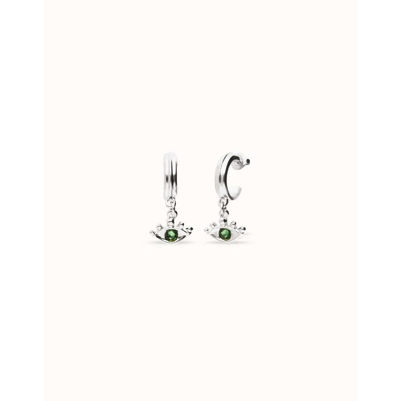 Ser Intuitiva Silver Eye Drop Earrings with Green Crystal - PEN1005VRDMTL0U-UNO de 50-Renee Taylor Gallery