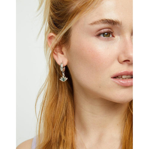 Ser Intuitiva Silver Eye Drop Earrings with Green Crystal - PEN1005VRDMTL0U-UNO de 50-Renee Taylor Gallery