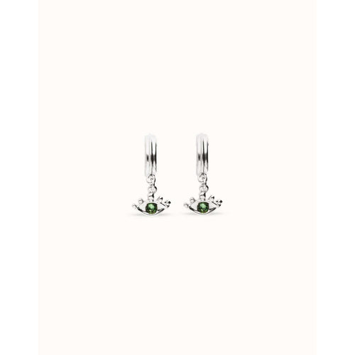 Ser Intuitiva Silver Eye Drop Earrings with Green Crystal - PEN1005VRDMTL0U-UNO de 50-Renee Taylor Gallery