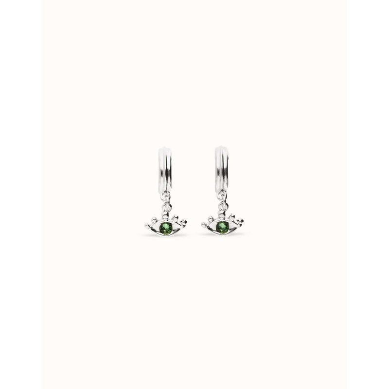 Ser Intuitiva Silver Eye Drop Earrings with Green Crystal - PEN1005VRDMTL0U-UNO de 50-Renee Taylor Gallery