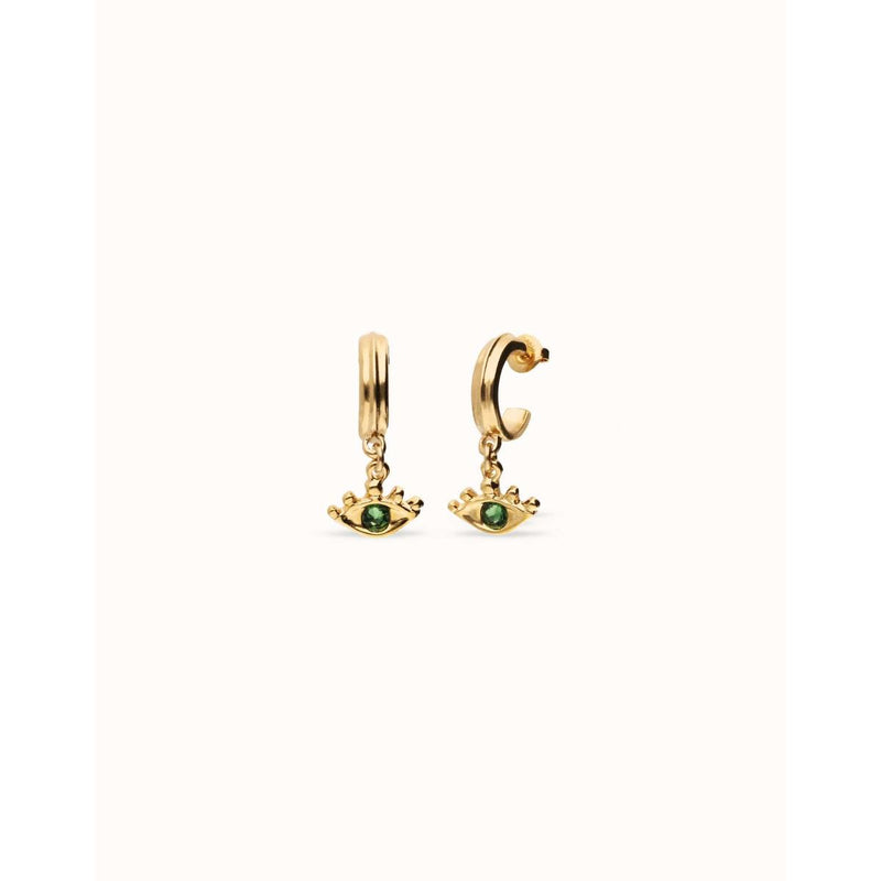 Ser Intuitiva Gold Eye-Shaped Drop Earrings with Verde Crystal - PEN1005VRDORO0U-UNO de 50-Renee Taylor Gallery