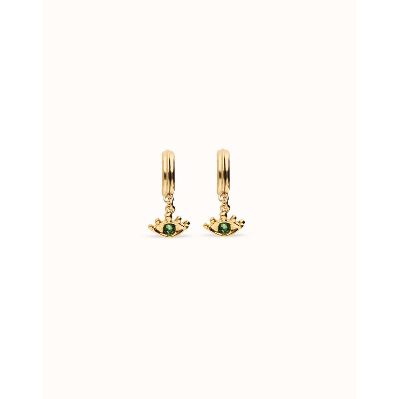 Ser Intuitiva Gold Eye-Shaped Drop Earrings with Verde Crystal - PEN1005VRDORO0U-UNO de 50-Renee Taylor Gallery