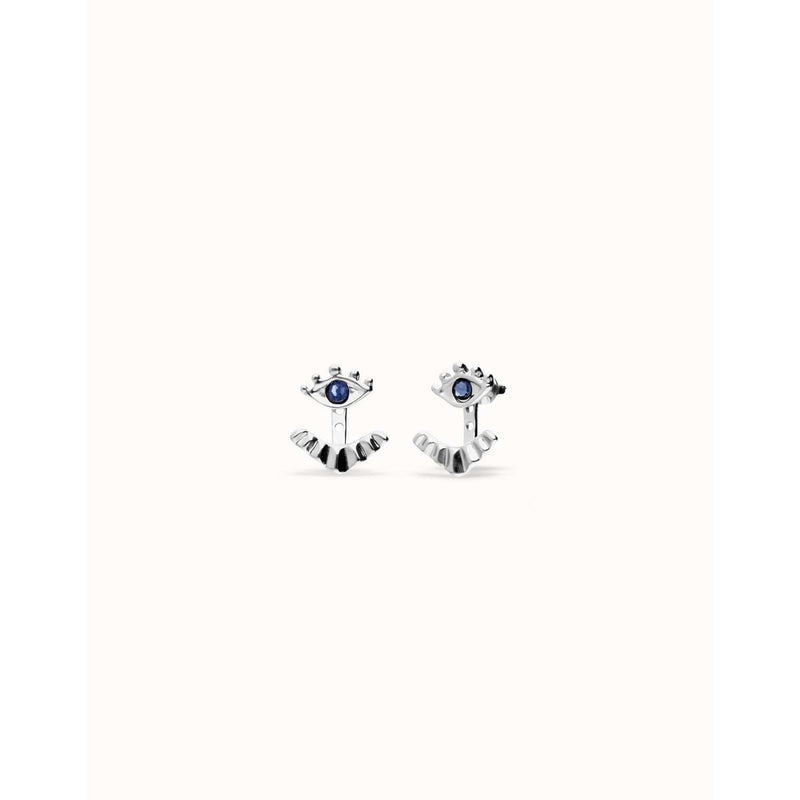 Ser Intuitiva Silver Eye-Shaped Stud Earrings with Blue Crystal - PEN1006AZUMTL0U-UNO de 50-Renee Taylor Gallery