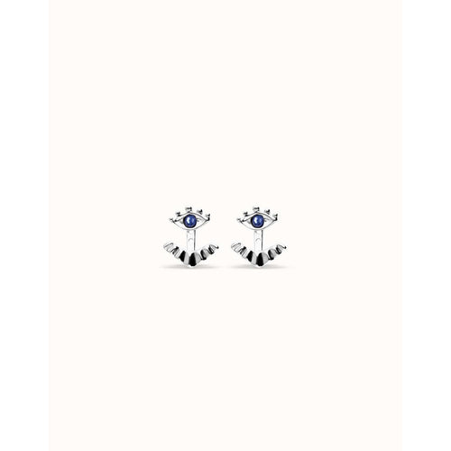 Ser Intuitiva Silver Eye-Shaped Stud Earrings with Blue Crystal - PEN1006AZUMTL0U-UNO de 50-Renee Taylor Gallery