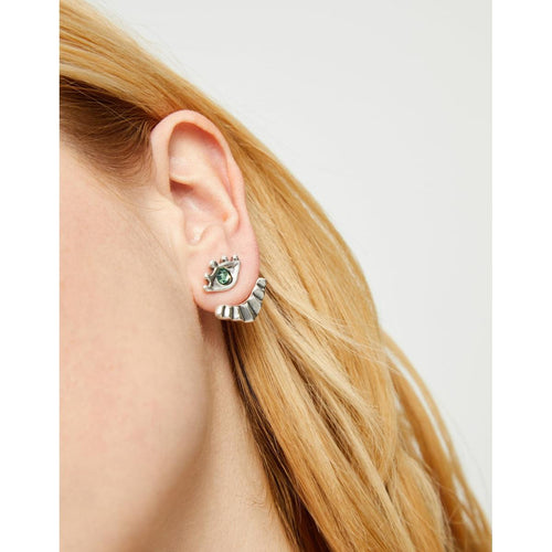 Ser Intuitiva Silver Eye-Shaped Stud Earrings with Verde Crystal - PEN1006VRDMTL0U-UNO de 50-Renee Taylor Gallery
