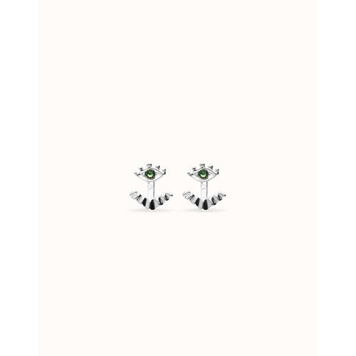 Ser Intuitiva Silver Eye-Shaped Stud Earrings with Verde Crystal - PEN1006VRDMTL0U-UNO de 50-Renee Taylor Gallery