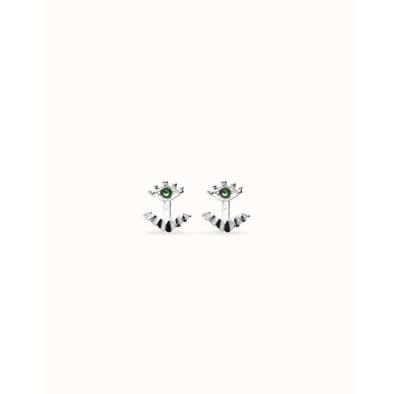 Ser Intuitiva Silver Eye-Shaped Stud Earrings with Verde Crystal - PEN1006VRDMTL0U-UNO de 50-Renee Taylor Gallery
