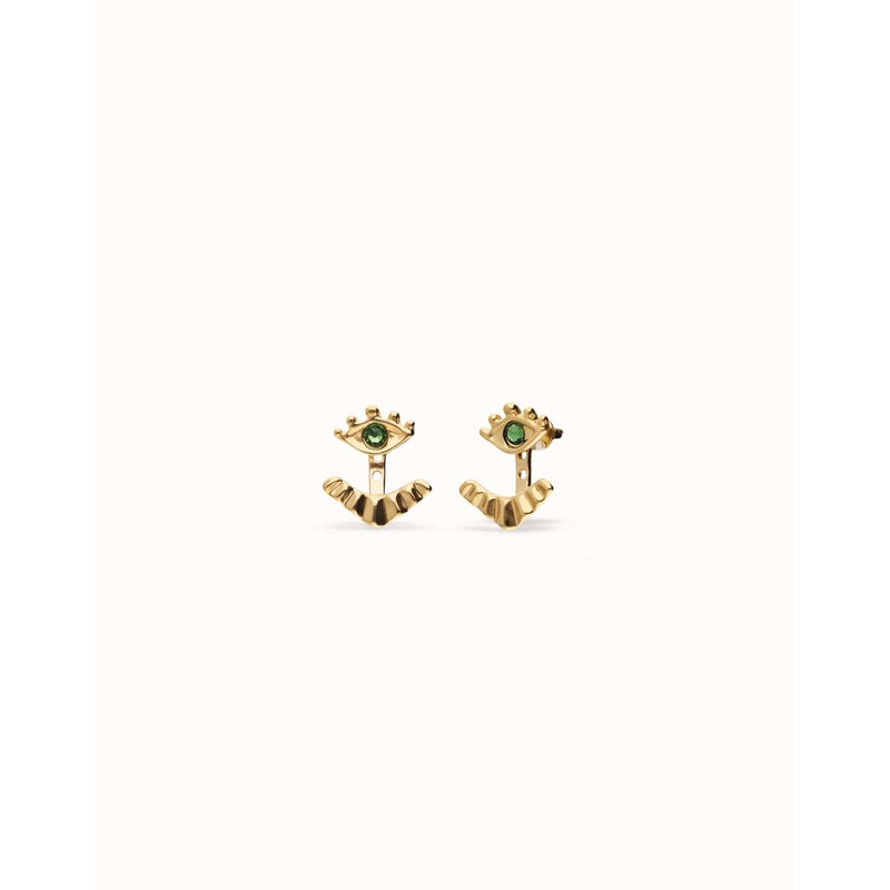 Ser Intuitiva Gold Eye-Shaped Stud Earrings with Verde Crystal - PEN1006VRDORO0U-UNO de 50-Renee Taylor Gallery