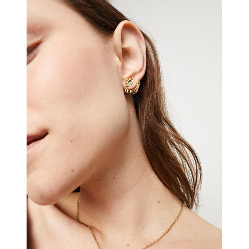 Ser Intuitiva Gold Eye-Shaped Stud Earrings with Verde Crystal - PEN1006VRDORO0U-UNO de 50-Renee Taylor Gallery
