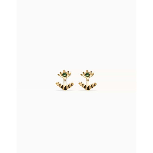 Ser Intuitiva Gold Eye-Shaped Stud Earrings with Verde Crystal - PEN1006VRDORO0U-UNO de 50-Renee Taylor Gallery