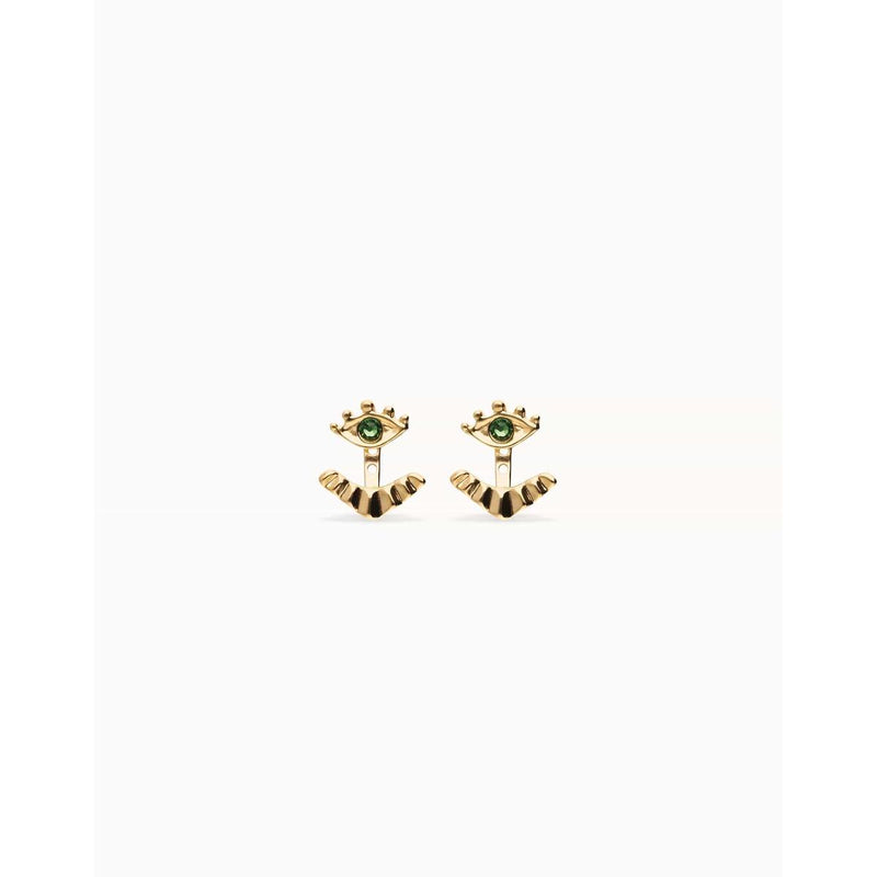 Ser Intuitiva Gold Eye-Shaped Stud Earrings with Verde Crystal - PEN1006VRDORO0U-UNO de 50-Renee Taylor Gallery