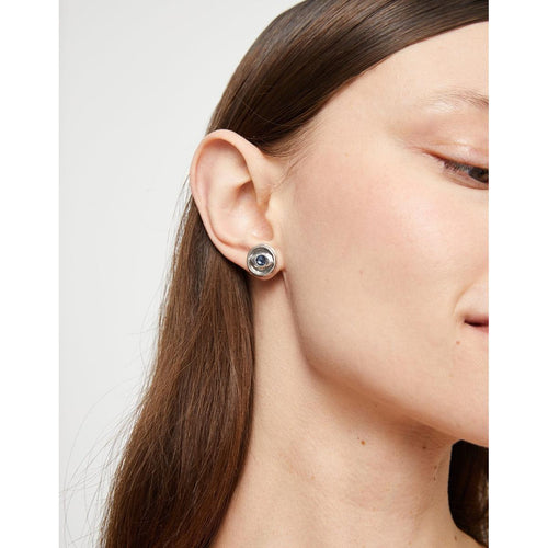 Ser Intuitiva Stud Earrings with Blue Crystal - PEN1007AZUMTL0U-UNO de 50-Renee Taylor Gallery