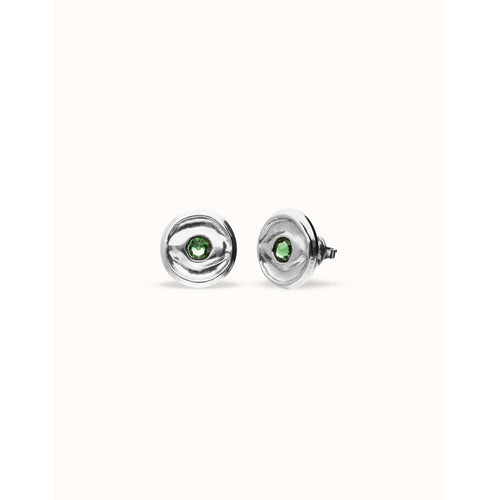 Ser Intuitiva Silver Stud Earrings with Green Faceted Crystal - PEN1007VRDMTL0U-UNO de 50-Renee Taylor Gallery