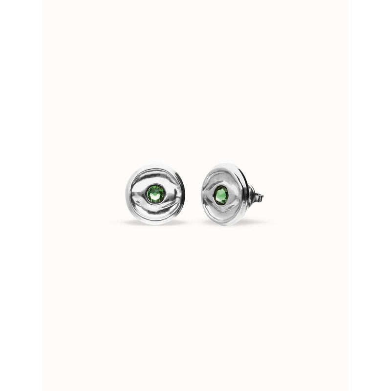 Ser Intuitiva Silver Stud Earrings with Green Faceted Crystal - PEN1007VRDMTL0U-UNO de 50-Renee Taylor Gallery