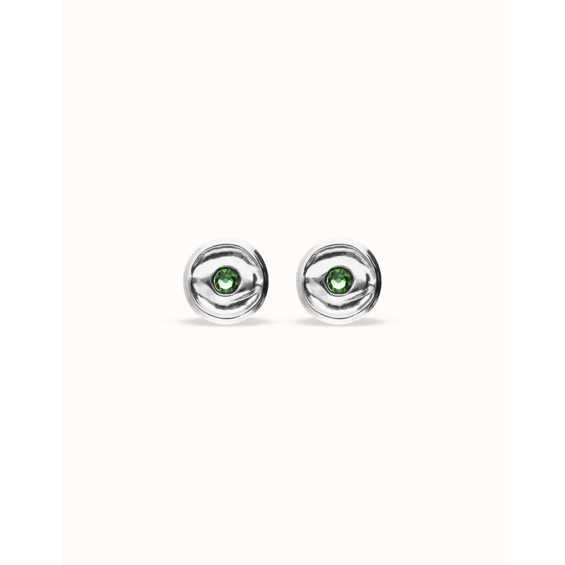 Ser Intuitiva Silver Stud Earrings with Green Faceted Crystal - PEN1007VRDMTL0U-UNO de 50-Renee Taylor Gallery