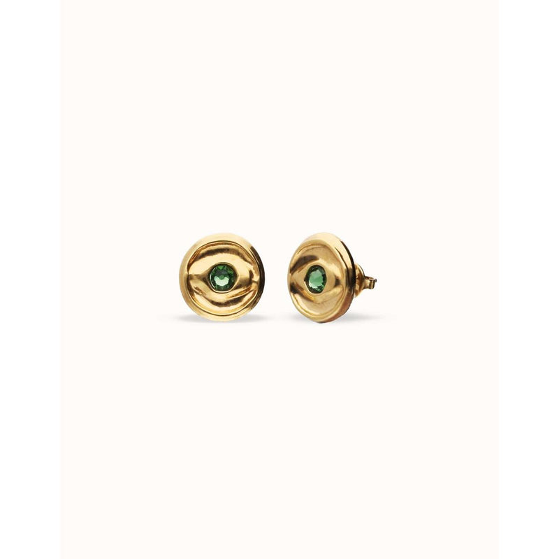 Ser Intuitiva Gold Stud Earrings with Verde Crystal - PEN1007VRDORO0U-UNO de 50-Renee Taylor Gallery