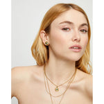 Ser Intuitiva Gold Stud Earrings with Verde Crystal - PEN1007VRDORO0U-UNO de 50-Renee Taylor Gallery