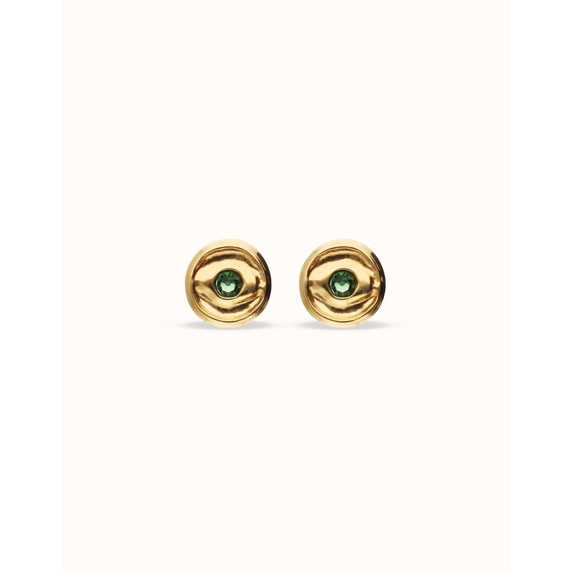 Ser Intuitiva Gold Stud Earrings with Verde Crystal - PEN1007VRDORO0U-UNO de 50-Renee Taylor Gallery