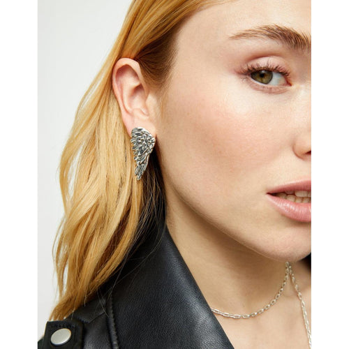 Ser Invencible Silver plated Wing Earrings - PEN1008MTL0000U-UNO de 50-Renee Taylor Gallery