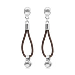Drop Leather Earrings with Silver Sphere Detail - PEN1062MARMTL0U-UNO de 50-Renee Taylor Gallery