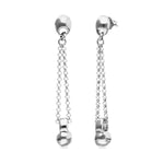 Silver Drop Earrings with Long Chain and Sphere - PEN1063MTL0000U-UNO de 50-Renee Taylor Gallery