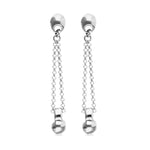 Silver Drop Earrings with Long Chain and Sphere - PEN1063MTL0000U-UNO de 50-Renee Taylor Gallery