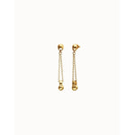 Gravity 18k Gold Plated Earrings with Long Chain and Sphere - PEN1063ORO0000U-UNO de 50-Renee Taylor Gallery