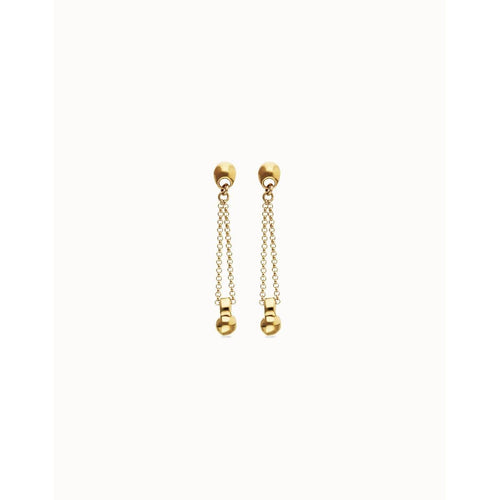 Gravity 18k Gold Plated Earrings with Long Chain and Sphere - PEN1063ORO0000U-UNO de 50-Renee Taylor Gallery