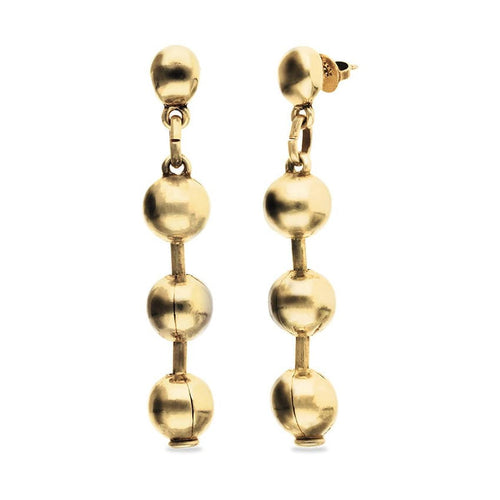 Gold Plated Bead Drop Earrings - PEN1064ORO0000U-UNO de 50-Renee Taylor Gallery