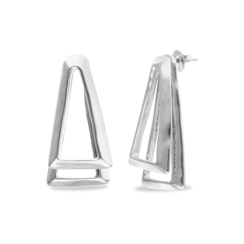 Silver Geometric Core Earrings - PEN1065MTL0000U-UNO de 50-Renee Taylor Gallery