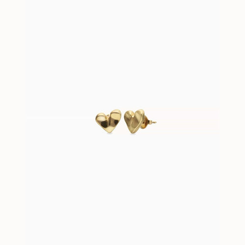 Golden Heart Piercing Stud Earrings - PEN1066ORO0000U-UNO de 50-Renee Taylor Gallery